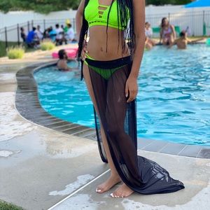 Fashionnova black mesh cover up skirt plus